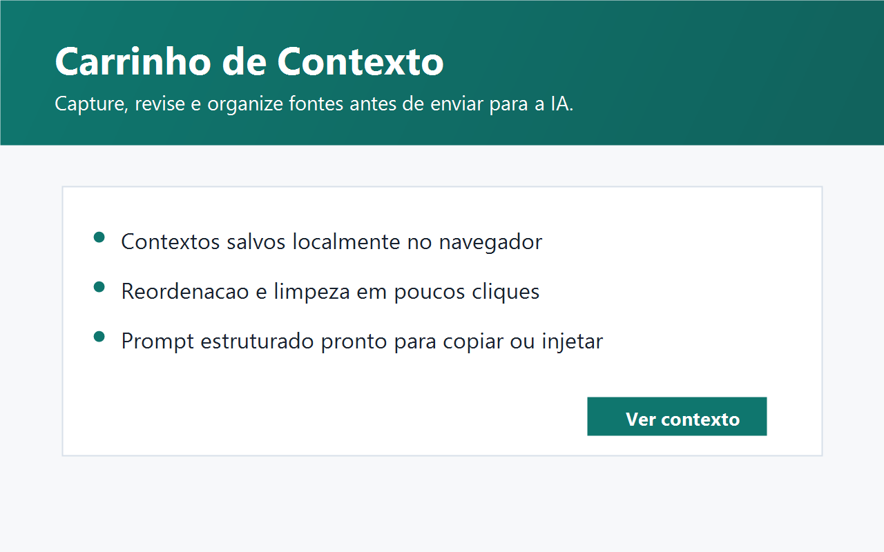 Screenshot do carrinho de contexto da extensao